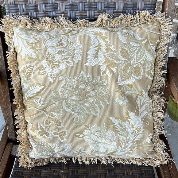 Tasseled Champagne Floral Pillow - Picture 2 of 5